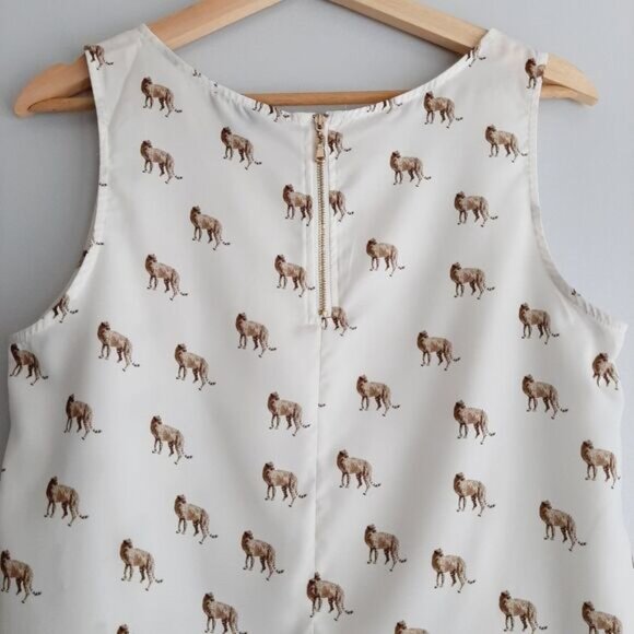 FOREVER 21 | Cheetah Print Light Tank Top Wild Cat Novelty Pattern Sz M Flawed - Picture 8 of 13